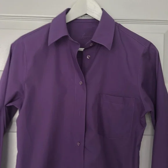 Foxcroft Non-Iron Button-Up Purple Shirt Size 4P - Picture 2 of 8